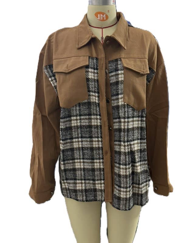 Rosa Clothing - Wholesale Shirt Jacket/Shacket - Women's - Long-Sleeved Plaid Button-Down Shirt Jacket12