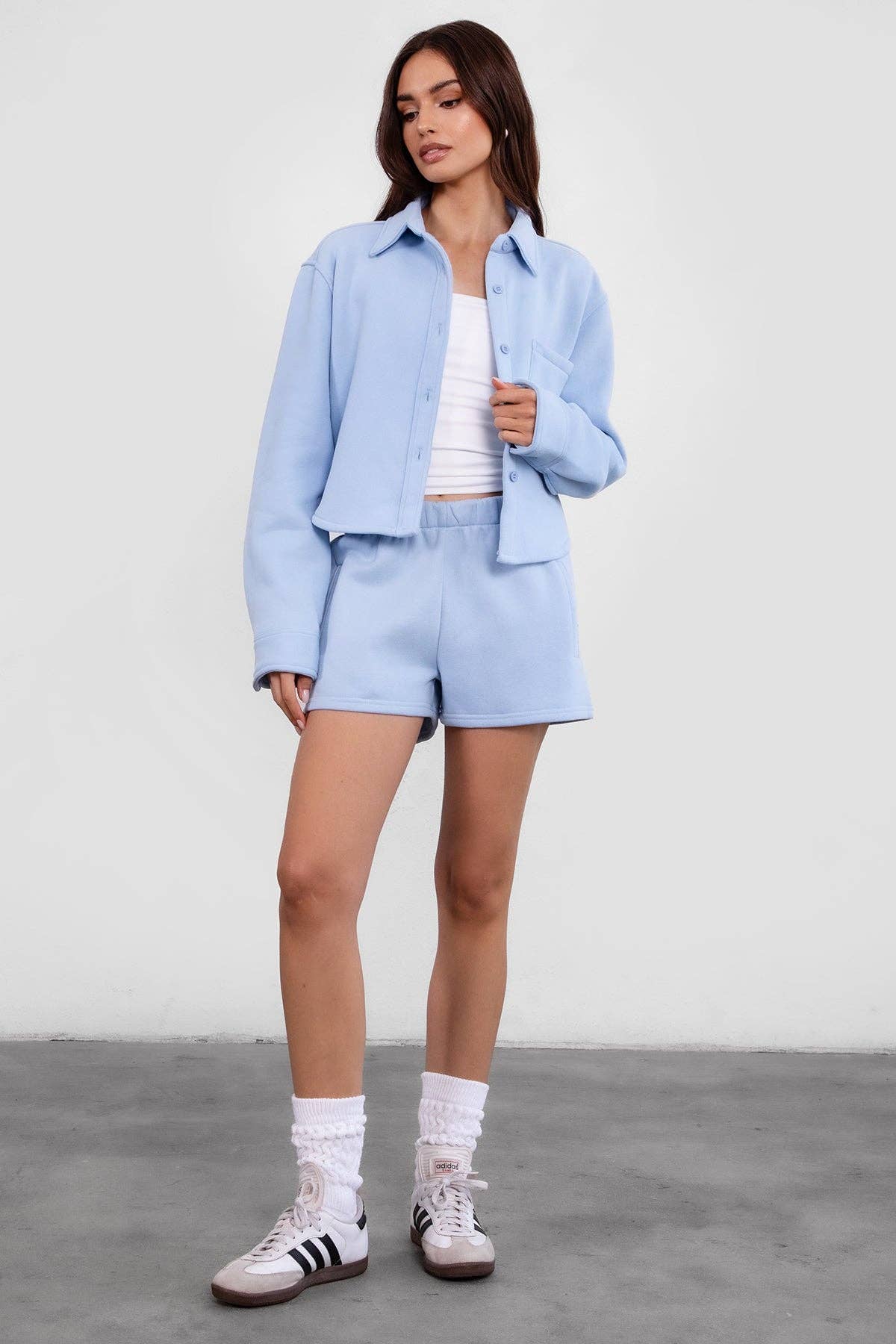 TICTOC - Wholesale Shirt Jacket/Shacket - Women's - JENNIE  Plush Fleece Lounge Cropped Button Shirt Shacket8