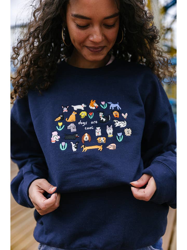 Limpet Store – wholesale Sweatshirt – Women's – Dogs Are Cool Embroidered Sweatshirt3