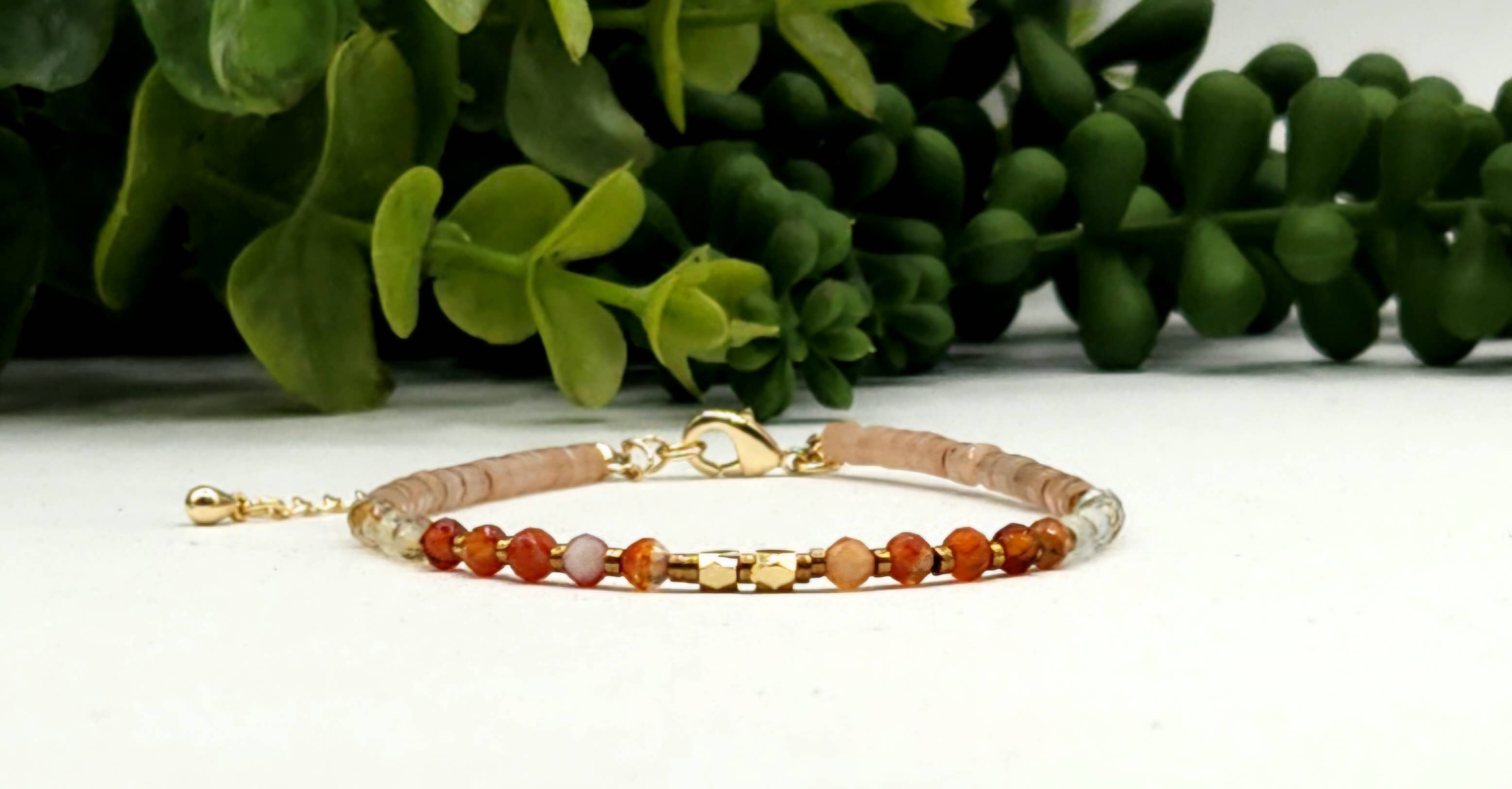 Meraki Gemstones - Wholesale Beaded Bracelet - ENERGY BOOST-Carnelian/Citrine/Sunstone 3mm Bracelet w/Clasp