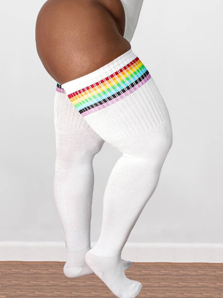Thunda Tūbbies - Plus Size Thigh High Socks - Rainbow for wholesale by THUNDA THIGHS