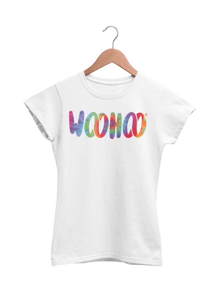 Camiseta WooHoo para mujer Comfy Fun Tie Dye Font - #8 para venta al por mayor de WooHoo Apparel
