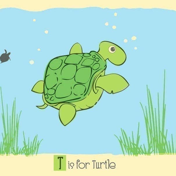 T Is for Turtle Sérigraphie - Impression de pépinière de tortues pour la vente par strawberryluna