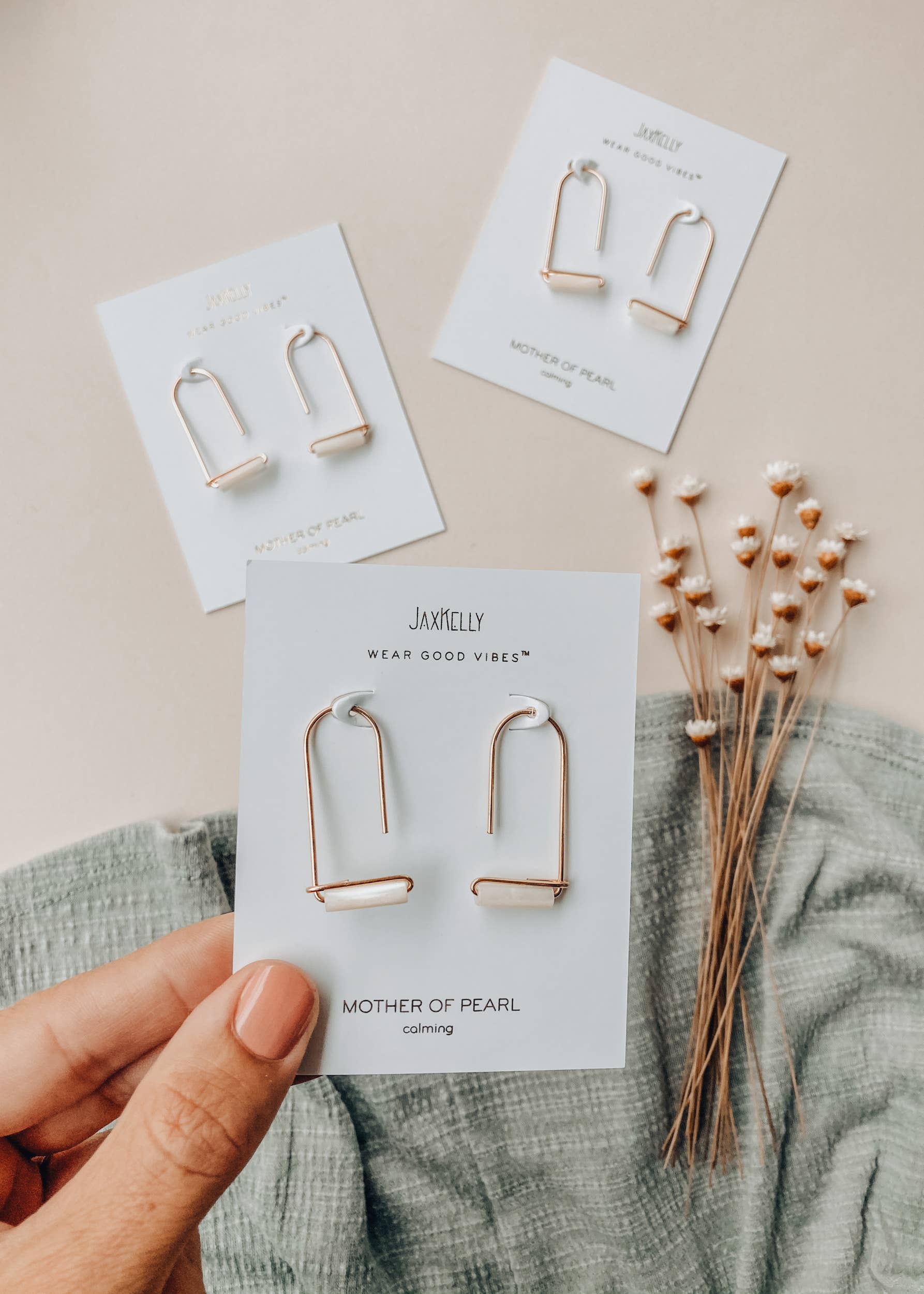 JaxKelly - Vente Boucles d'oreilles pendantes - Boucles d'oreilles Drop - Nacre - Doré4