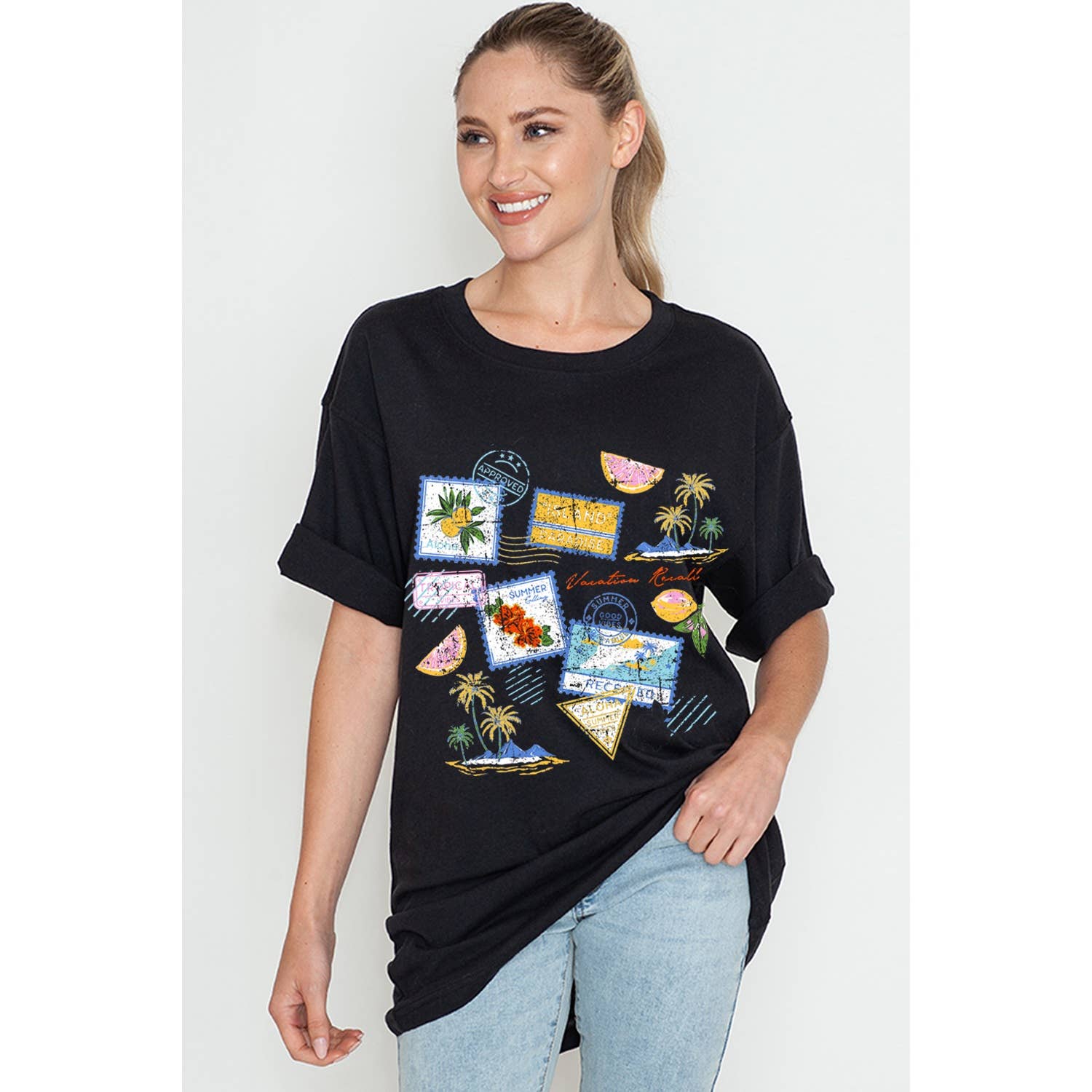 MINEB - Wholesale T-Shirt (Graphic) - Women's - ISLAND PARADISE POSTCARD TEE0
