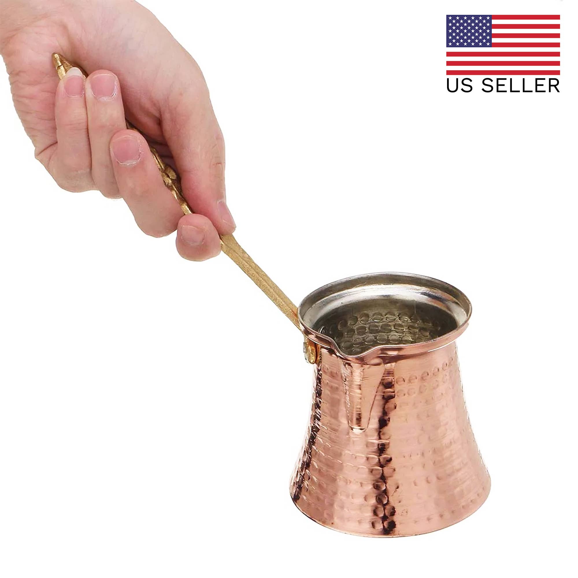 Hakan - Vendita all'ingrosso Teiere - Set 5 pezzi di caffettiere in rame turche per piano cottura, modello Cezve2