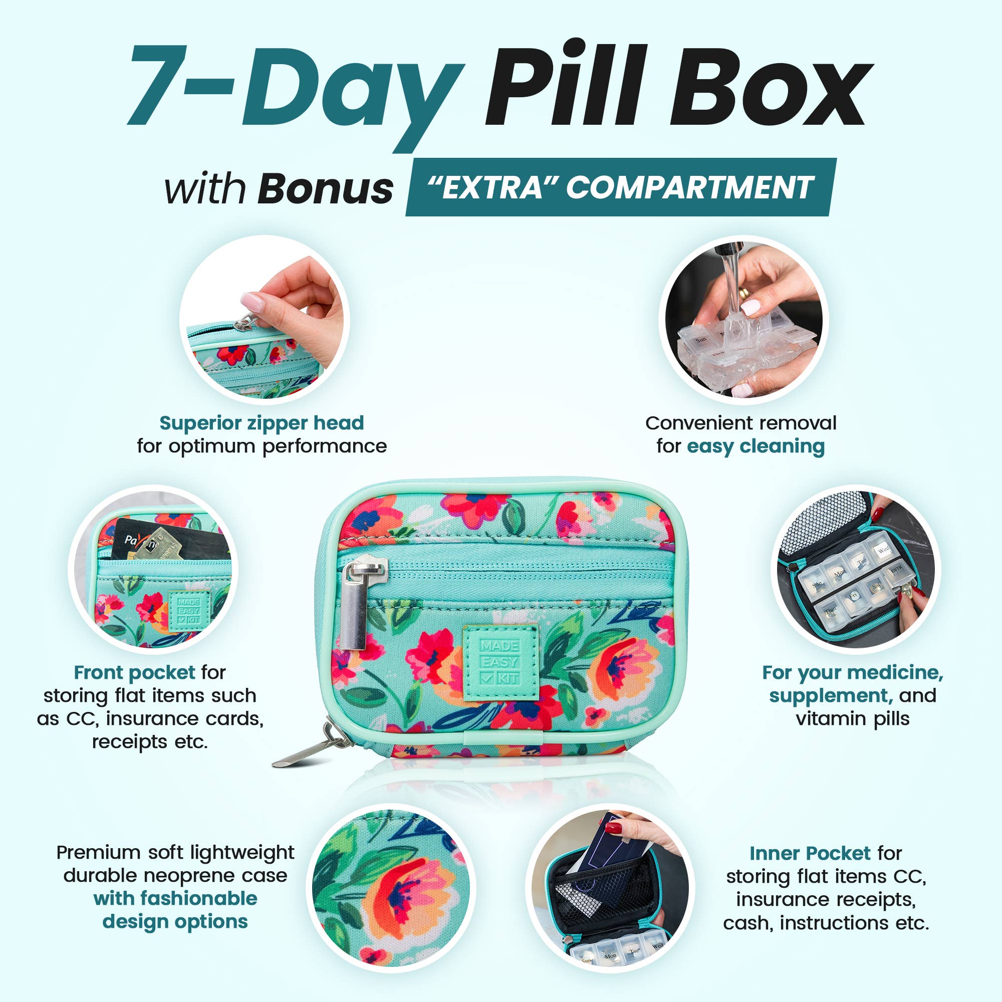 MADE EASY KIT - Wholesale Pill Organizer - Made Easy Kit Pill Case - Weekly 7-Day Medicine Organizer3