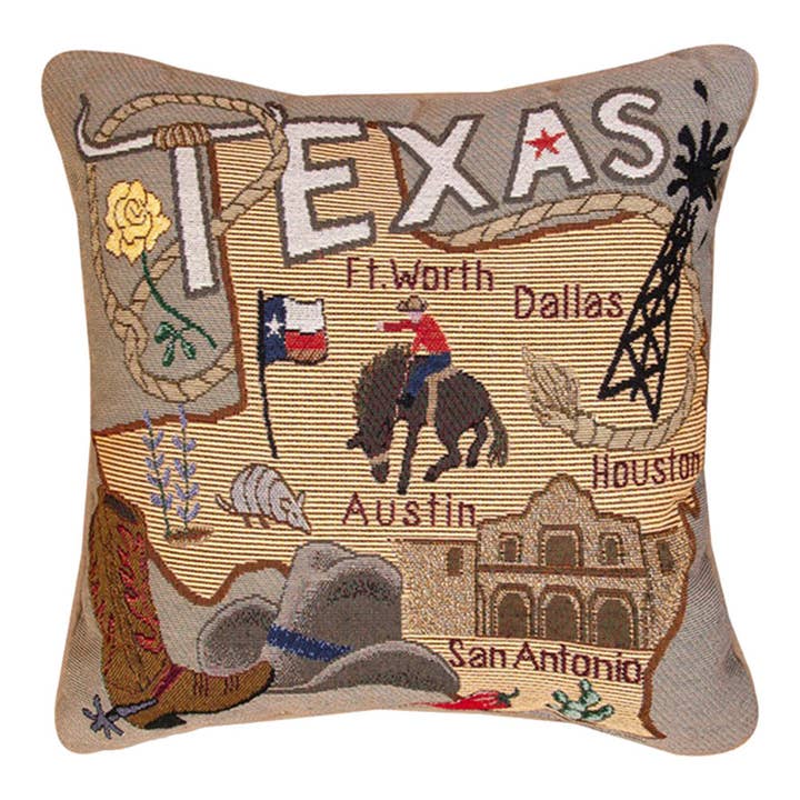 Manual Woodworkers and Weavers, Inc. - Wholesale Throw/Decorative Pillow - State To State-Texas-17x17 Pillow
