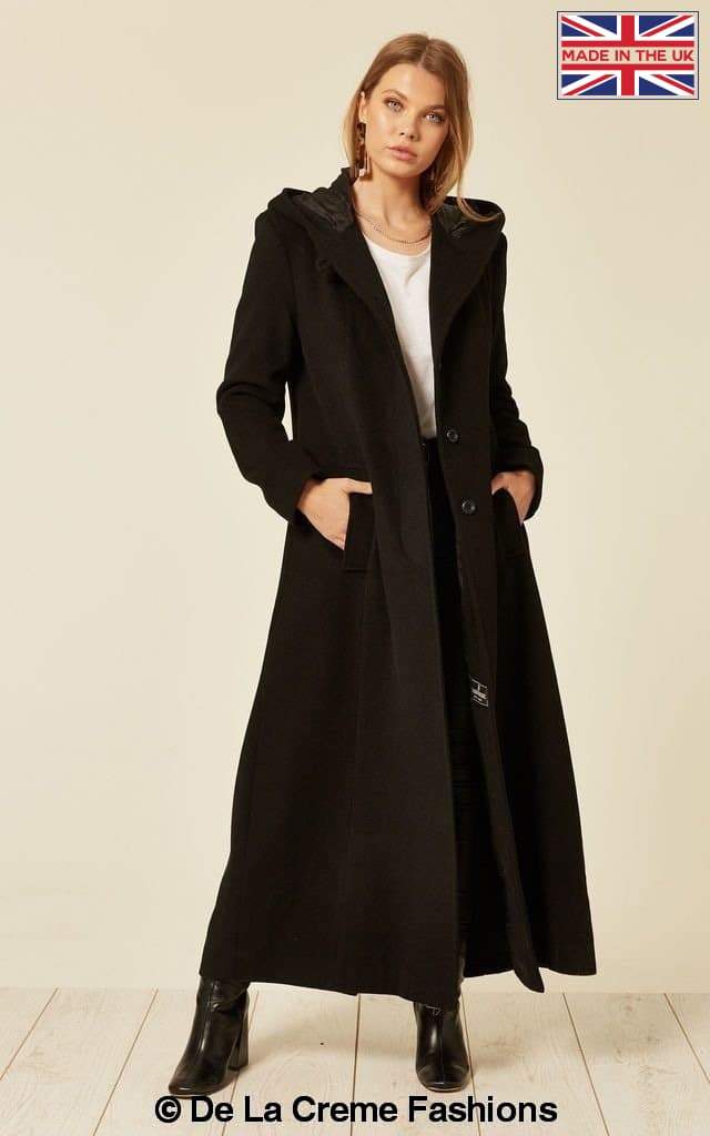 De La Creme Fashions - Vendita all'ingrosso Cappotto - Donna - Cappotto lungo oversize da donna in misto lana con cappuccio0
