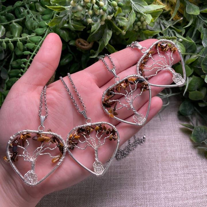 Copper Ashes - Wholesale Pendant/Charm Necklace - Tigers Eye Heart Tree of Life Necklace1