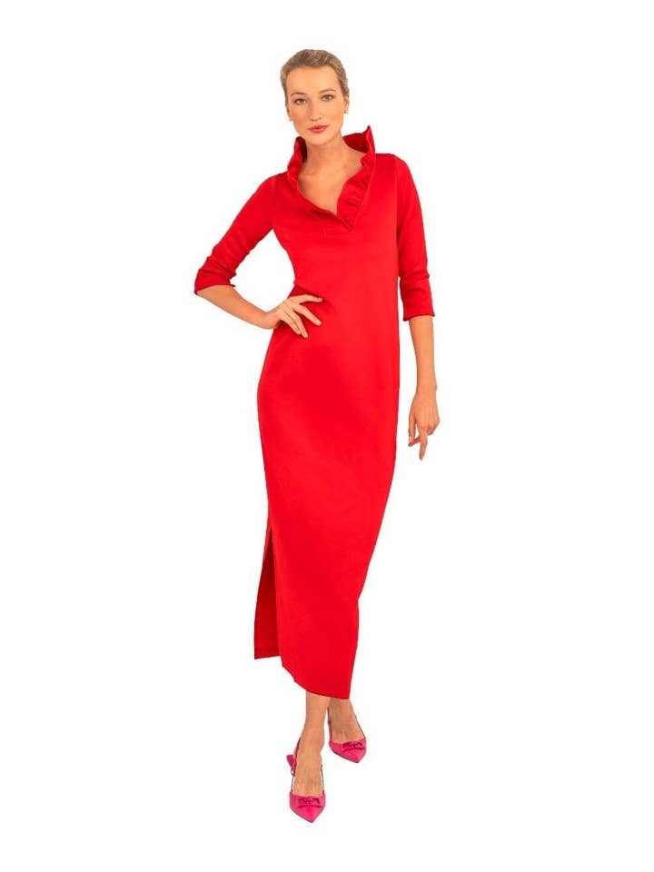 Gretchen Scott LLC - Wholesale Dress - Women's - Ruffneck Maxi Dress - Solid