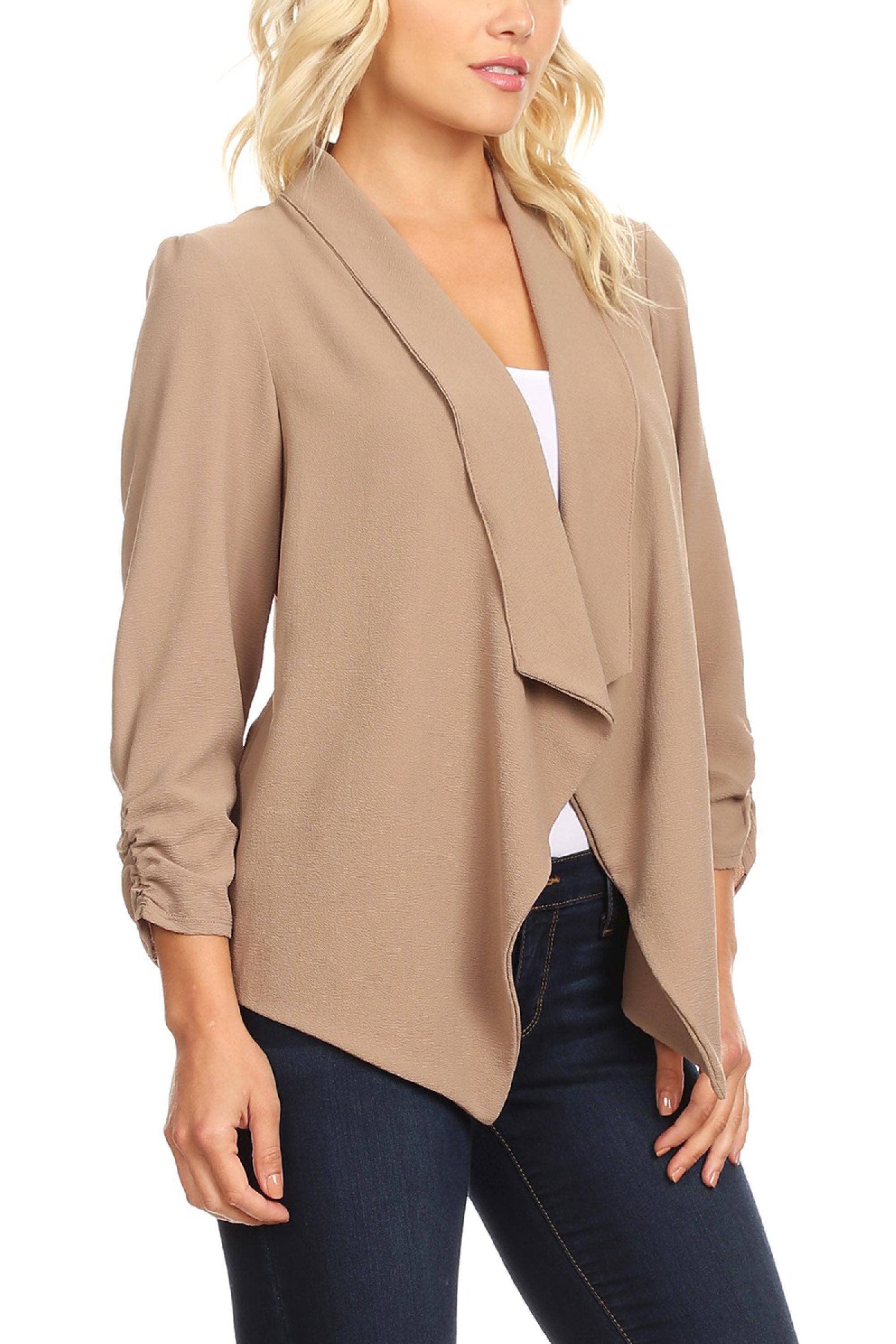 MOA COLLECTION - Wholesale Blazer - Women's - Women's Woven Casual Relaxed Fit Open Front Blazer Jacket40