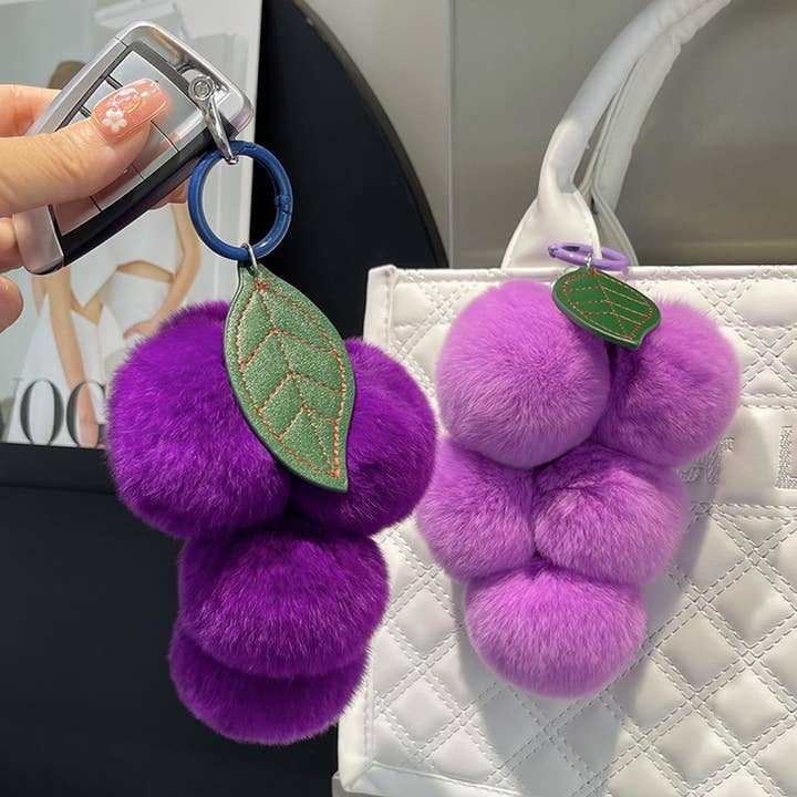 ACCITY - Wholesale Keychain - Unisex - CUTE PLUSH DOLL PURPLE GRAPE CAR KEYCHAIN PENDANT_CWMM24834