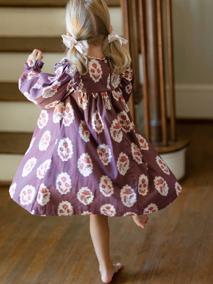 Sun House Children's - Wholesale Dress - Kids - Britta Dress in Intaglio Maroon4