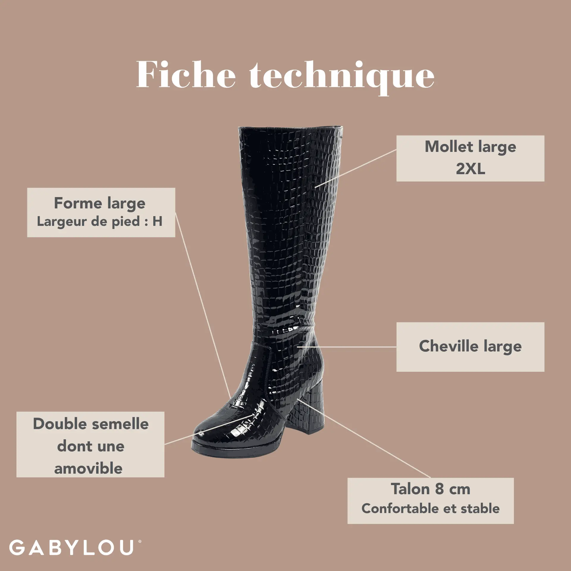 Gabylou - Wholesale Boots - Women's - 2XL Boots for Wide Calves - Model Melissa36