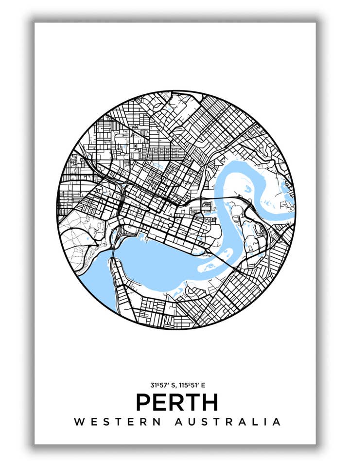 Kaart van Perth voor wholesale door Stanley Print House