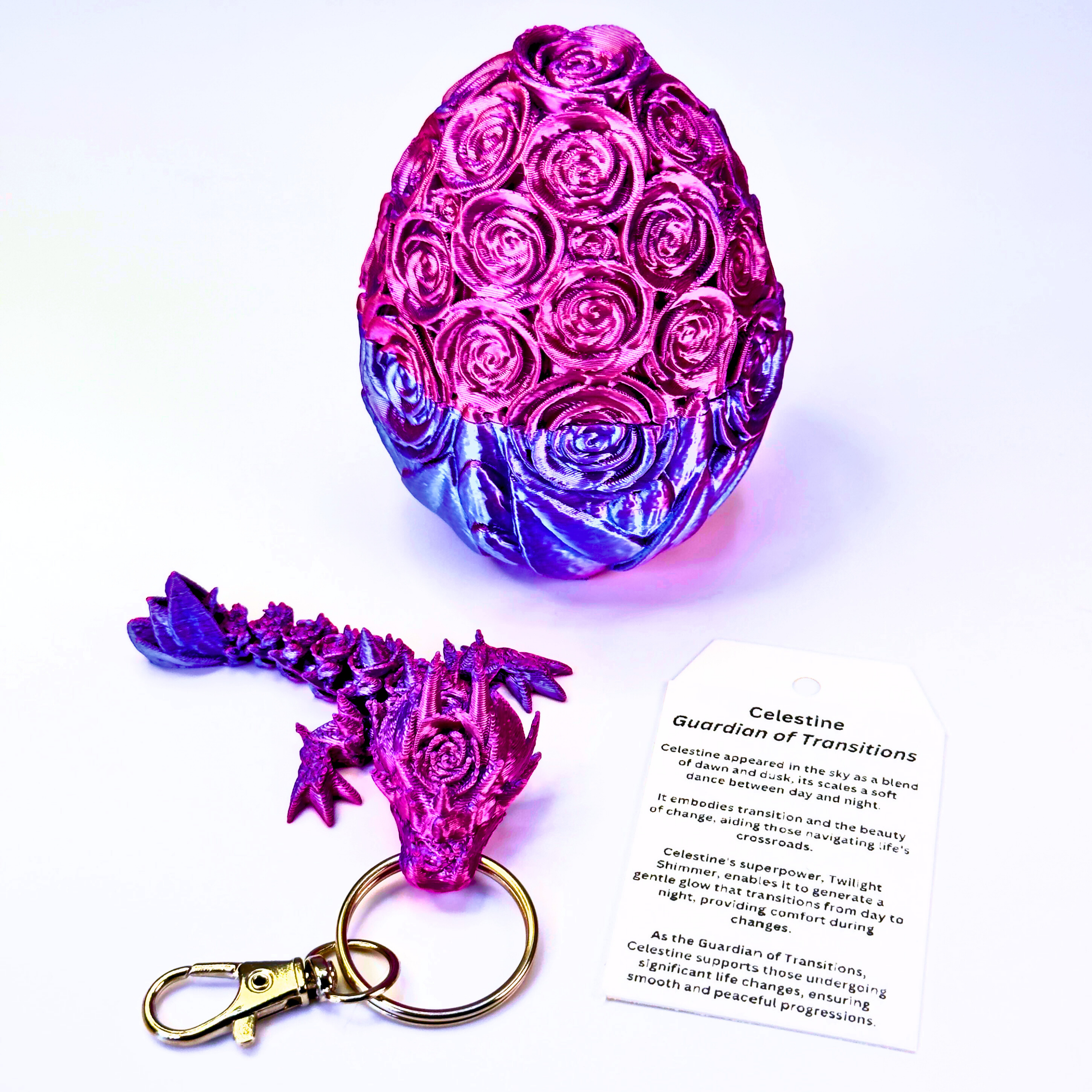 Dragon Fidgets - Vente Fidget/jouet anti-stress – enfant - Porte-clés Tadling Rose Dragon 3,5 pouces et jouet Egg Fidget 3,5 pouces7