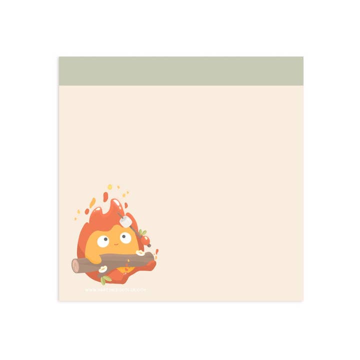 Flame Roasting Marshmallow Memo Pad for wholesale by Naptime Doodler