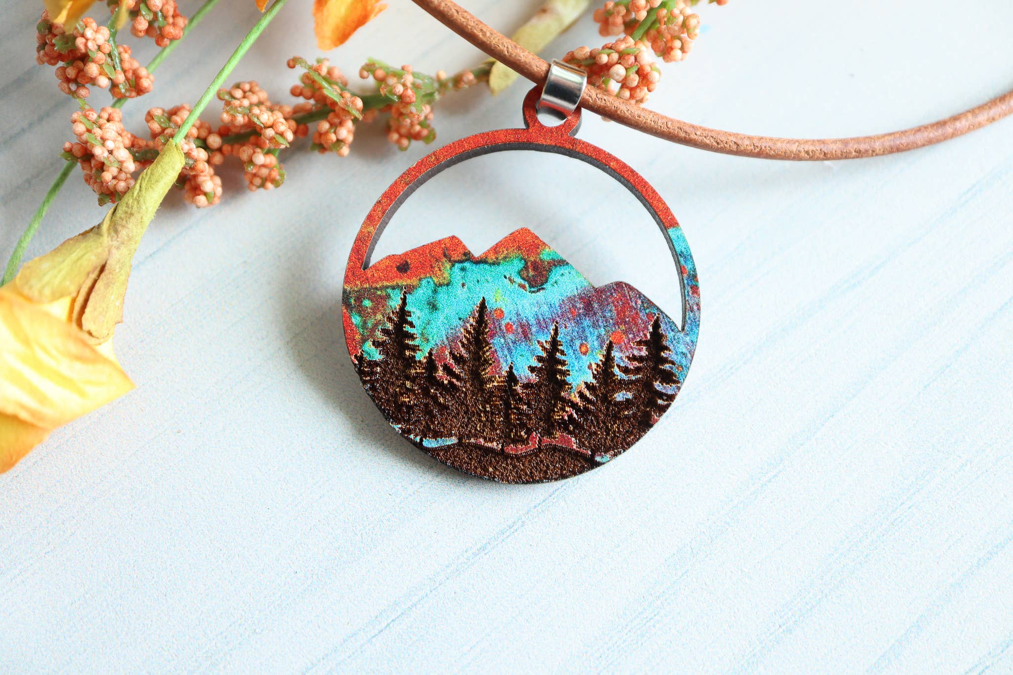 Nine Mile Creative - Wholesale Pendant/Charm Necklace - Copper Mountain Wood Pendant Adjustable Necklace11