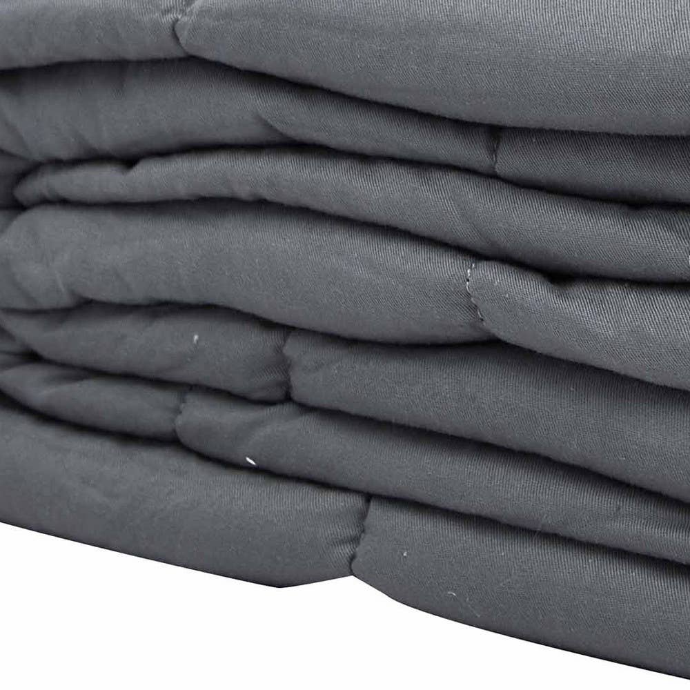 HomeRoots - Wholesale Throw Blanket - 48" X 72" Light Gray Cotton Quilted Plush 15 Pound Weighted Blanket3