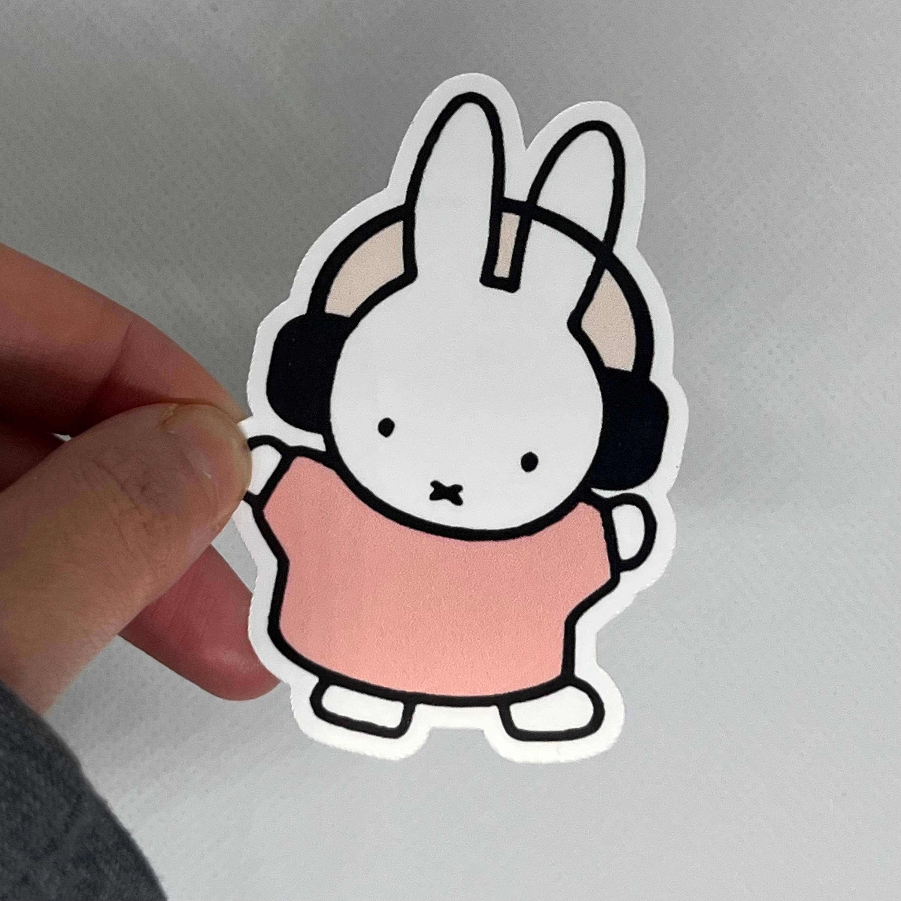 Literary by Ava - Wholesale Sticker - Miffy Wearing Headphones Kiss-Cut Waterproof Sticker2