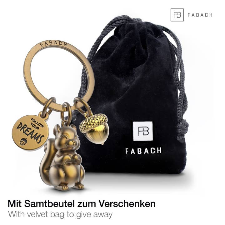 FABACH – Die Schlüsselanhänger-Schmiede - Wholesale Keychain - Unisex - “Follow your Dreams” squirrel keychain “Skippy” with engraving - sweet lucky charm encouragement3