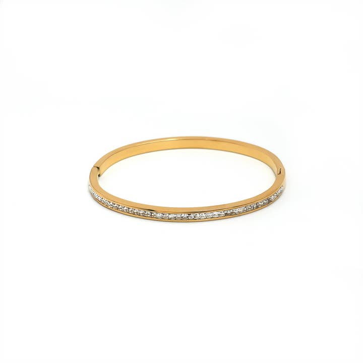 Gold oder Silber zierliches Edelstahl-CZ-gestapeltes Armband für den Großhandel von Simply Jewels