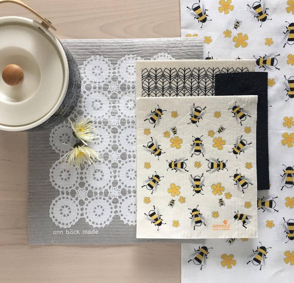 Square Love - Vente Torchon - Torchon suédois Bees2