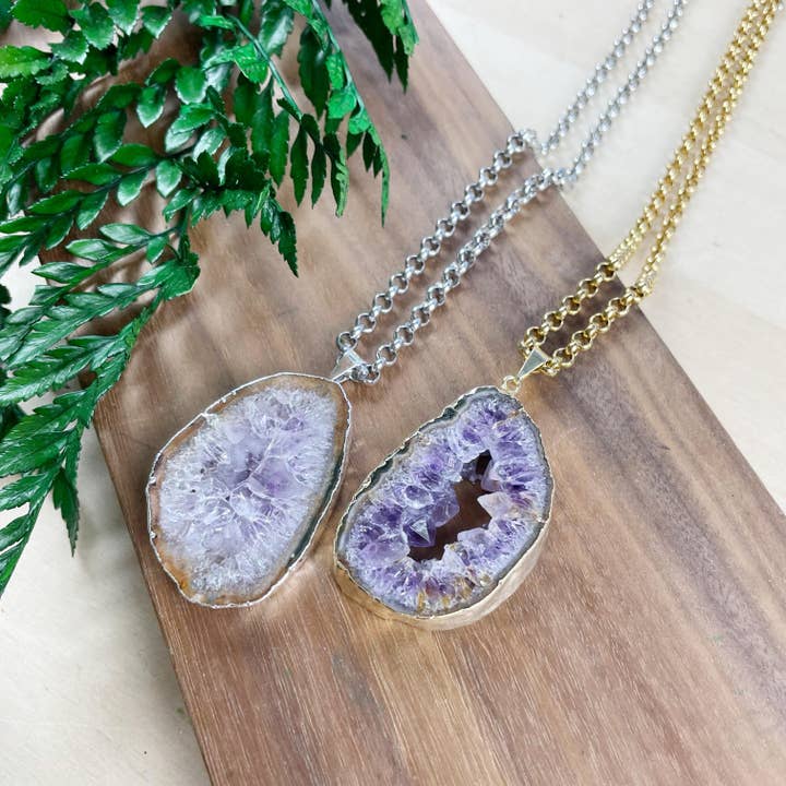 Ewelina Pas Jewelry - Wholesale Pendant/charm necklace - Amethyst Geode Slice Necklace5