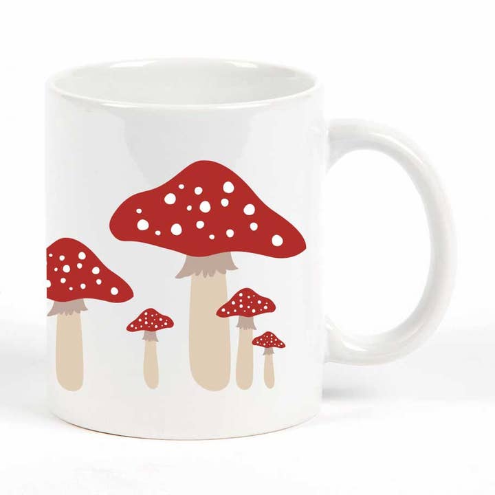Red Mushroom Mug for wholesale by Potluck Press