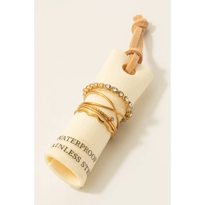 North Star 5Pc Stainless Steel Band Rings Set for wholesale by Fame Accessories