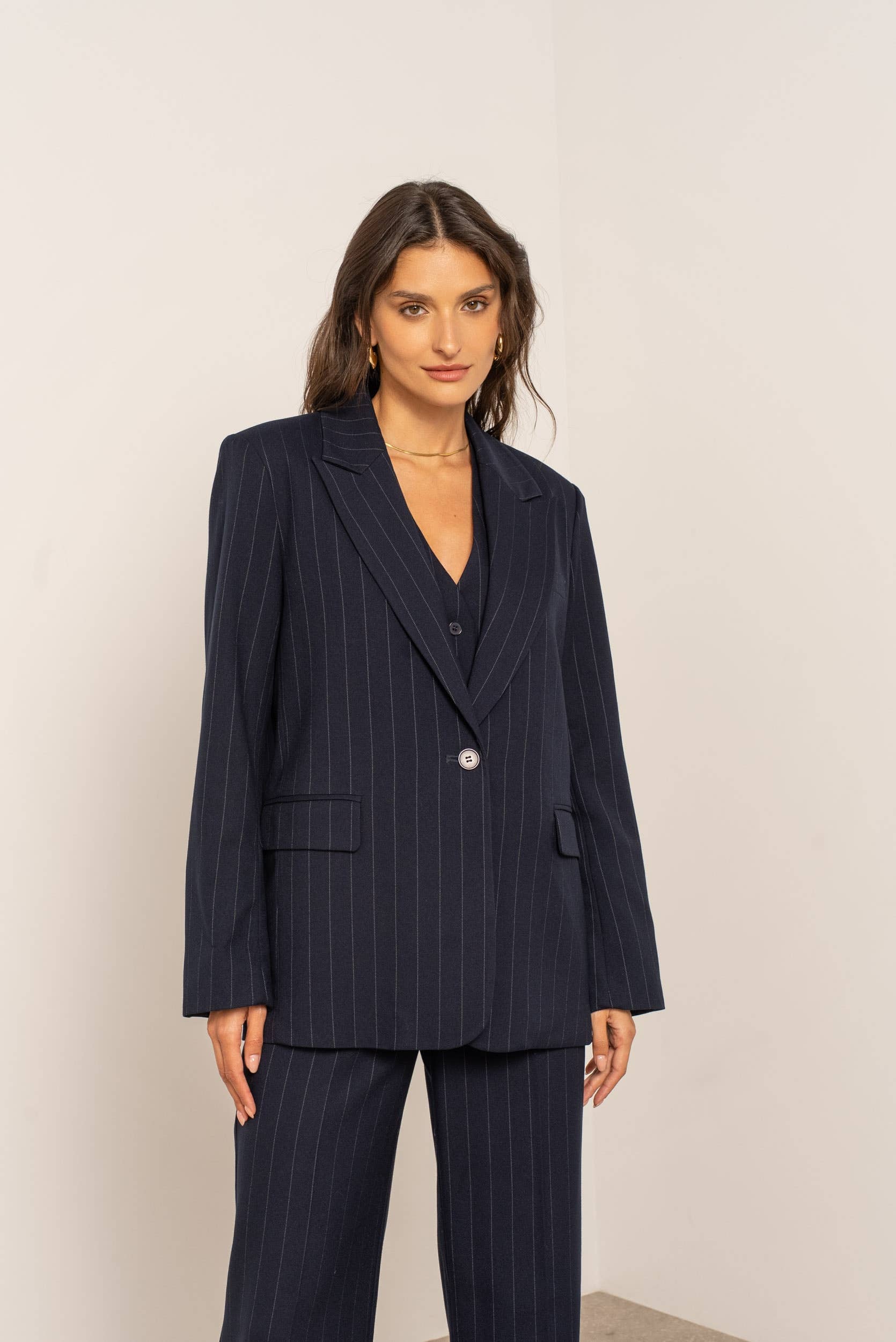 Attentif Paris - Wholesale Blazer - Women's - Oversized pinstripe blazer0