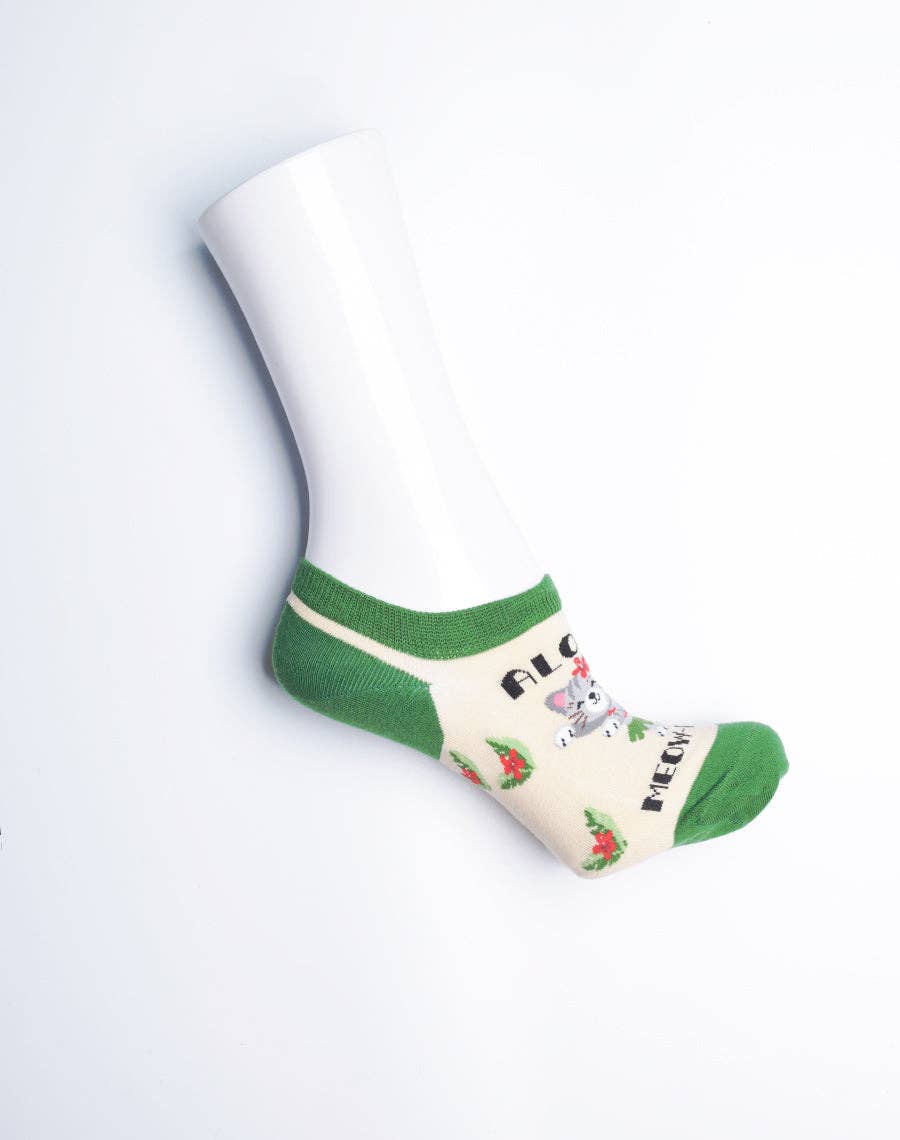 Just Fun Socks - Wholesale Socks - Women's - Women's Aloha Meowhalo Cat No Show Socks1