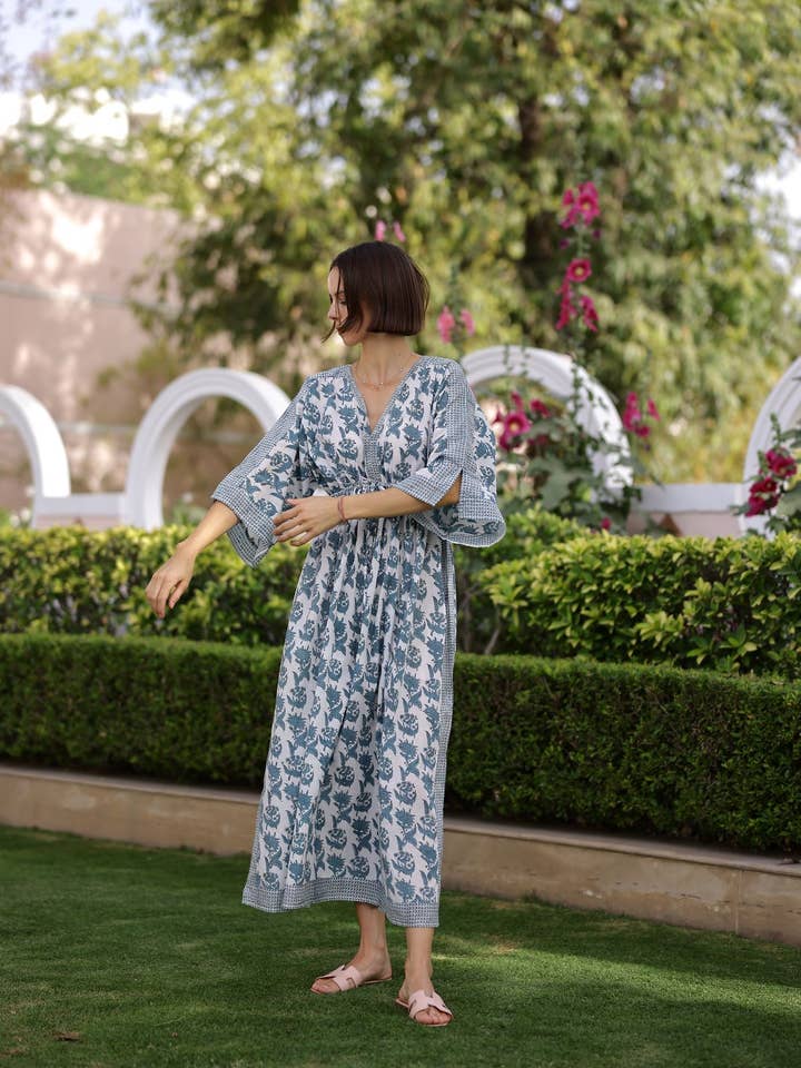 Maison Marigold - Wholesale Kaftan - Women's - Aruba Voile Kaftan Blue3