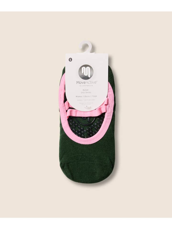 MoveActive - Wholesale Socks – Women's - Ballet Non Slip Grip Socks - Salsa Verde4
