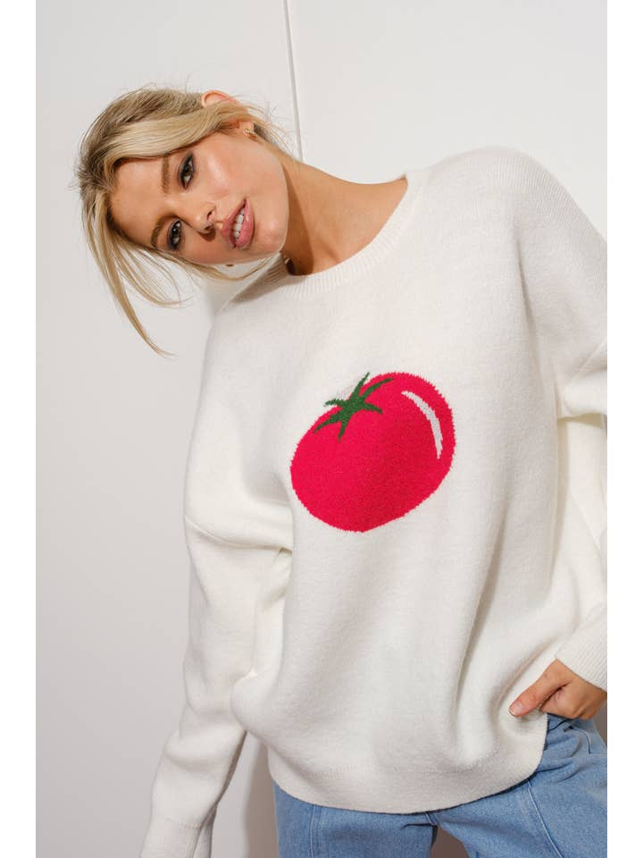IVORY TOMATO SWEATER for wholesale on Faire