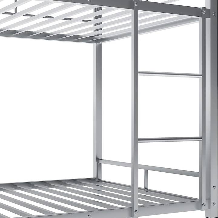 Silver Triple Metal Bunk Bed with Detachable Feature for wholesale on Faire