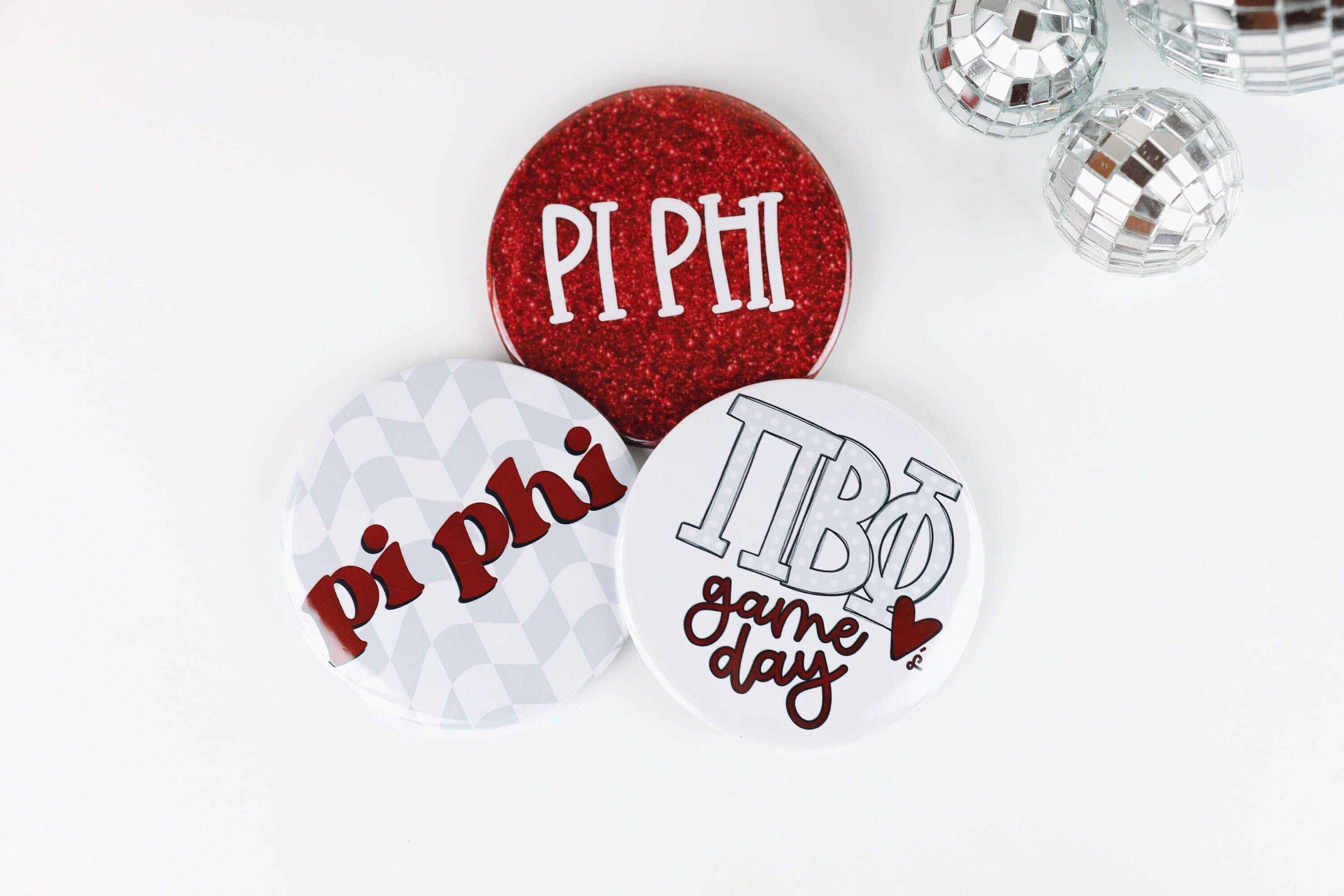 Tailgated Co. - Wholesale Lapel Pin/Button - Maroon Pi Beta Phi Sorority Greek Game Day Buttons