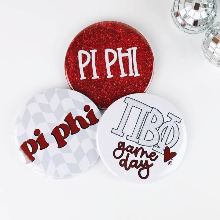 Tailgated Co. - Wholesale Lapel Pin/Button - Maroon Pi Beta Phi Sorority Greek Game Day Buttons0