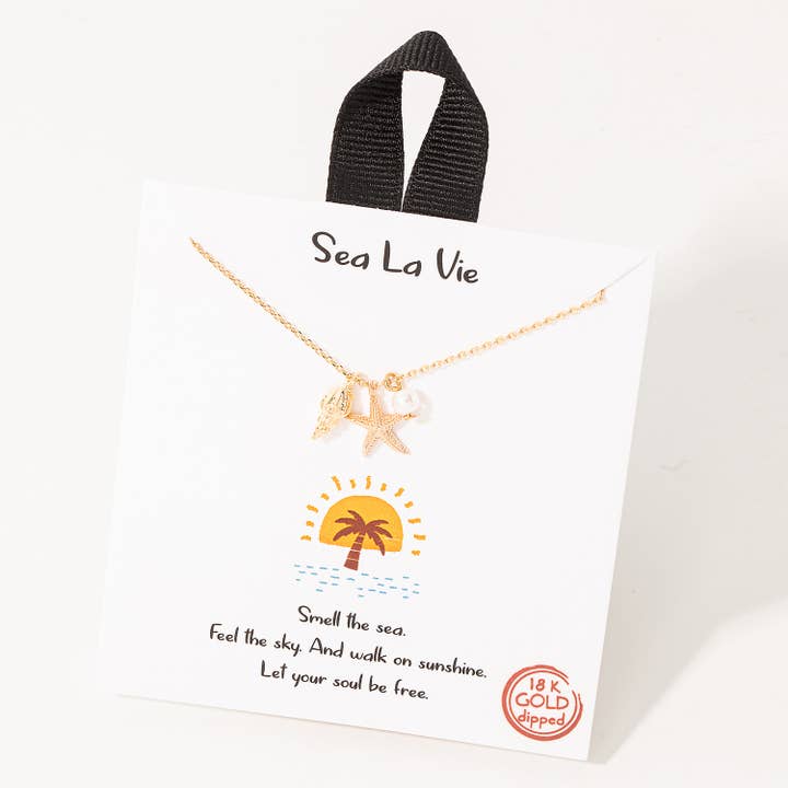 Starfish Seashell Charm Necklace for wholesale by Fame Accessories