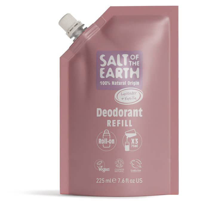 Lavender & Vanilla Roll-On Refill Pouch 225ML for wholesale by Salt of the Earth