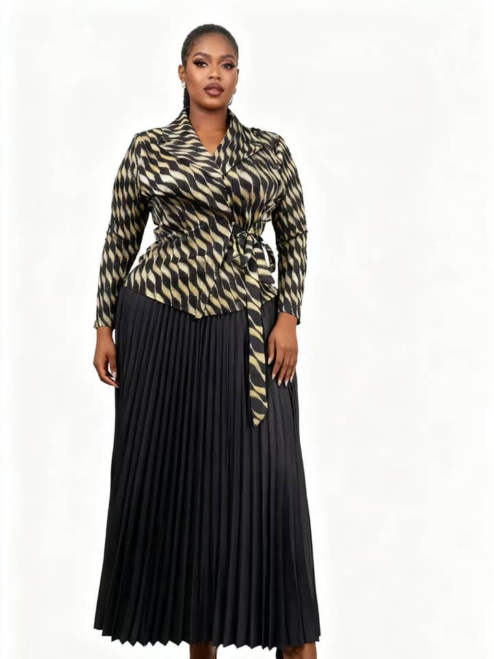 Set Gonna a Pieghe e Giacca Avvolgente Zaria - 83009 per la vendita all'ingrosso da parte di For Her NYC