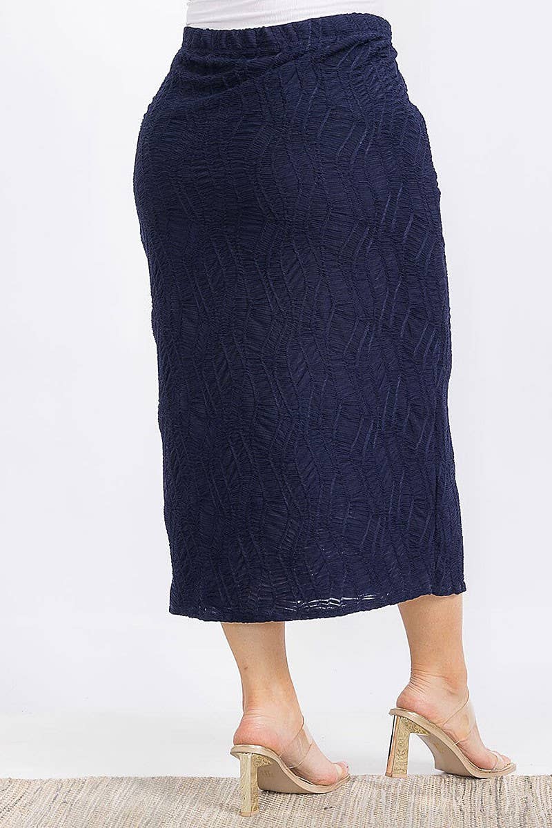 ROUSSEAU – Engroshandel Nederdel - Dame – MAKSINEDERDEL MED ELASTISK TALJE OG RYNKEDETALJER11