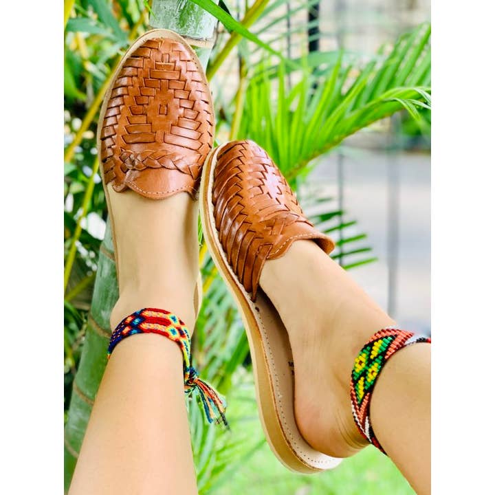 Huaraches en cuir véritable à enfiler pour la vente par KarenJailene Shop