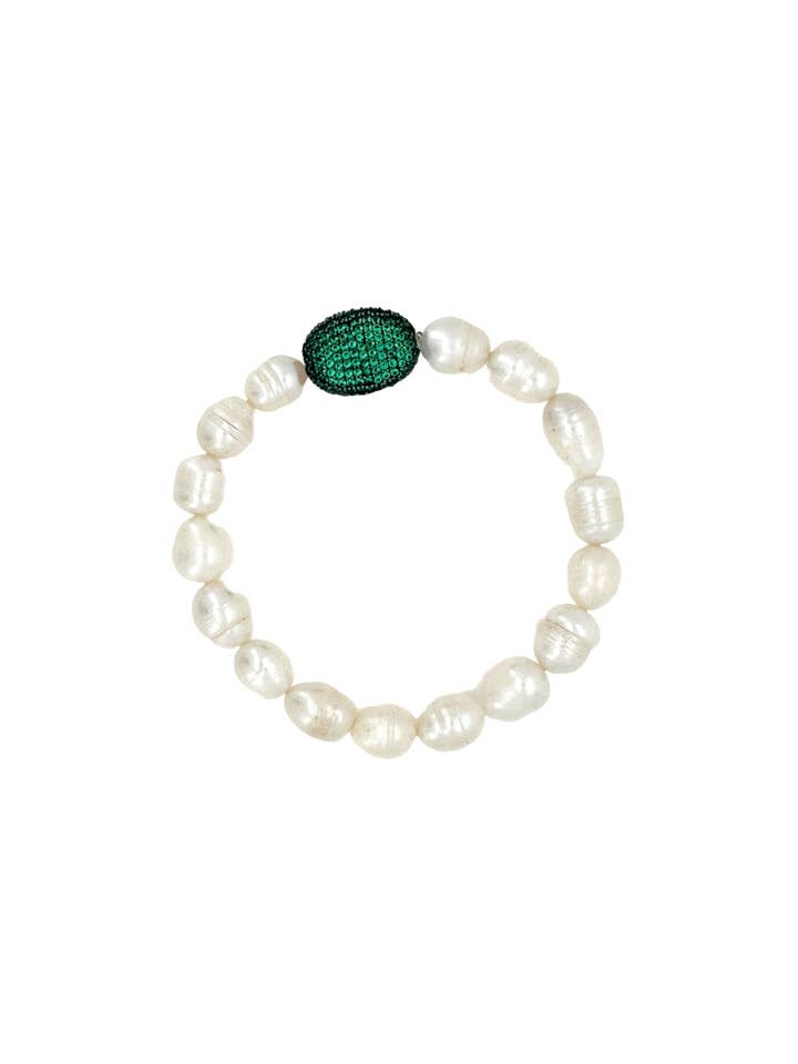 Parel stretch armband (groen) voor wholesale door ALEXIS DAOUD JEWELRY