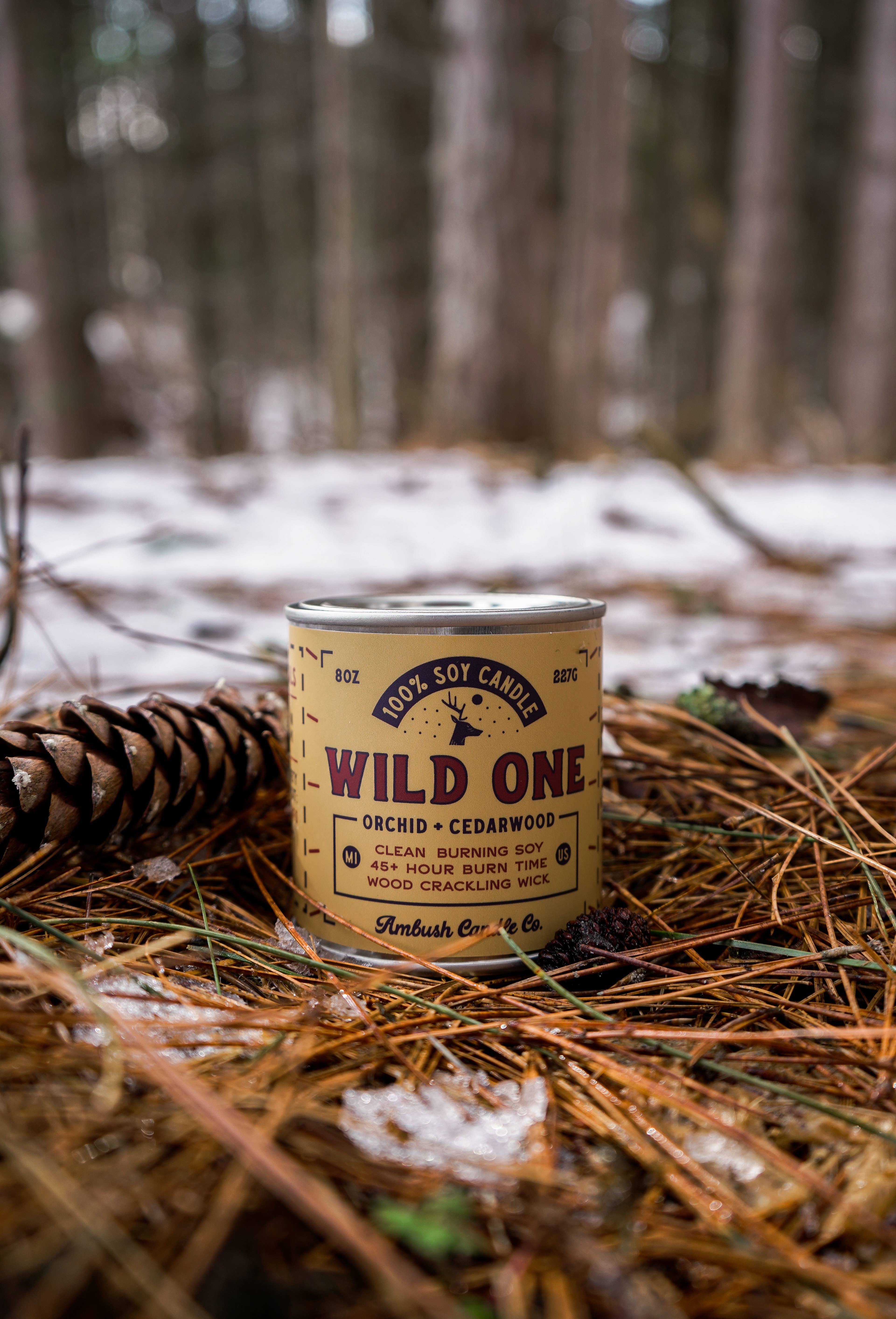 Ambush Candle Co. - Venta al por mayor Vela aromática de viaje - Wild One | Vela de soja Orchid + Cedarwood de 8 onzas3