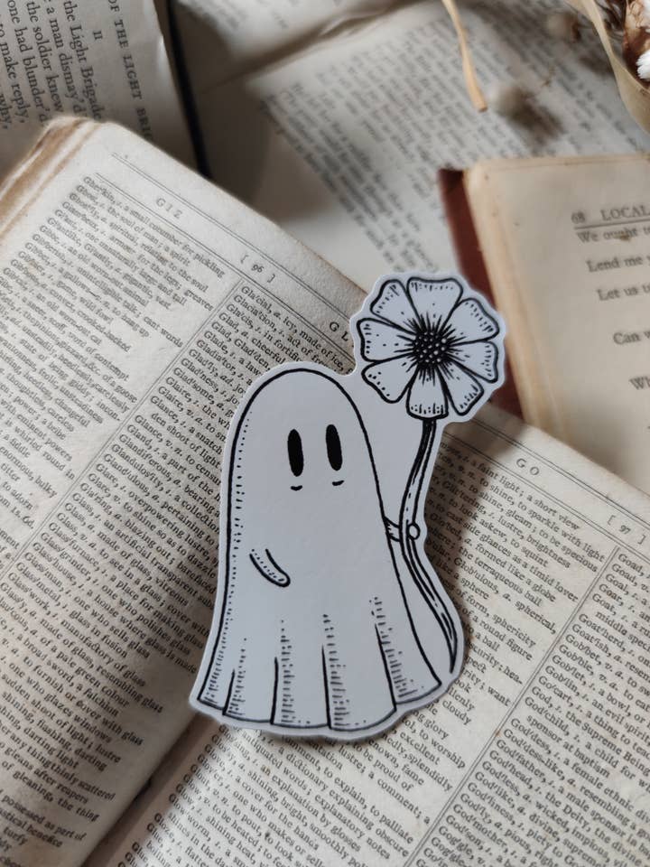 Autocollant en vinyle Flower Ghost pour la vente par Jon Turner Illustration