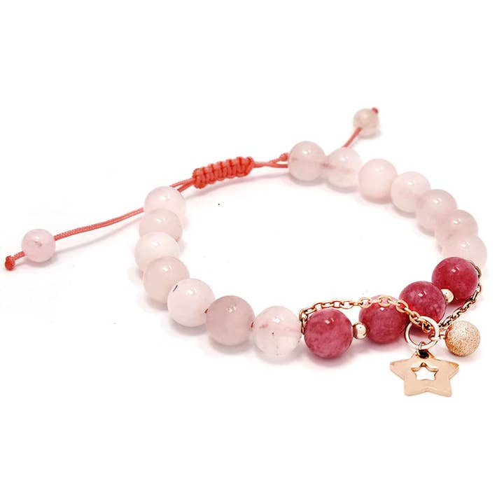Mana Gallery - Wholesale Beaded Bracelet - fertility crystal bracelet, Rose Quartz and Rhodochrosite Br