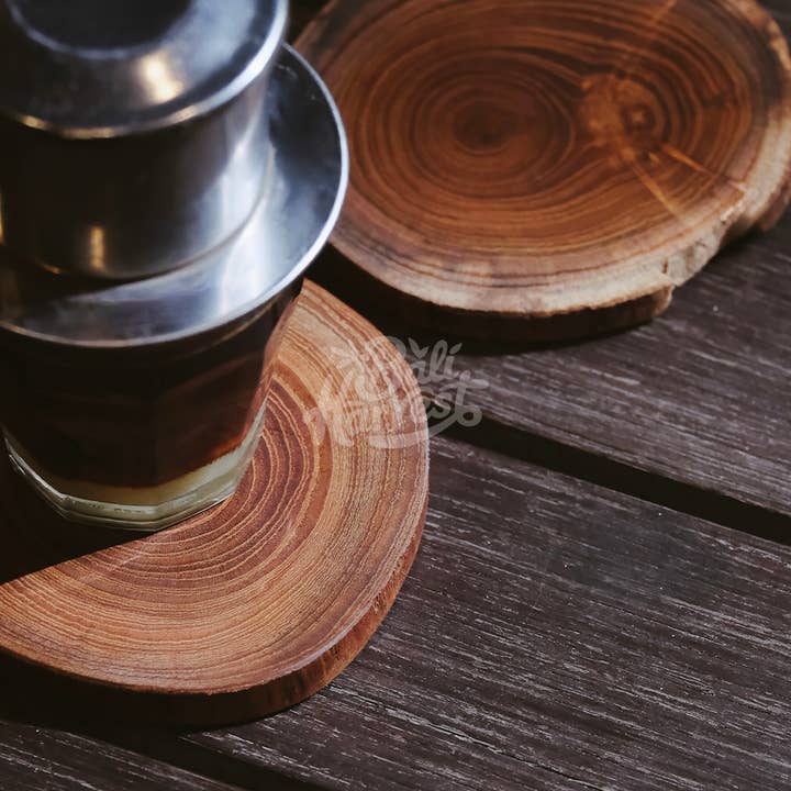 Bali Harvest - Wholesale Coasters - Teak Wooden Coasters (Natural) Drink Mat Mug Cup Glass Top3