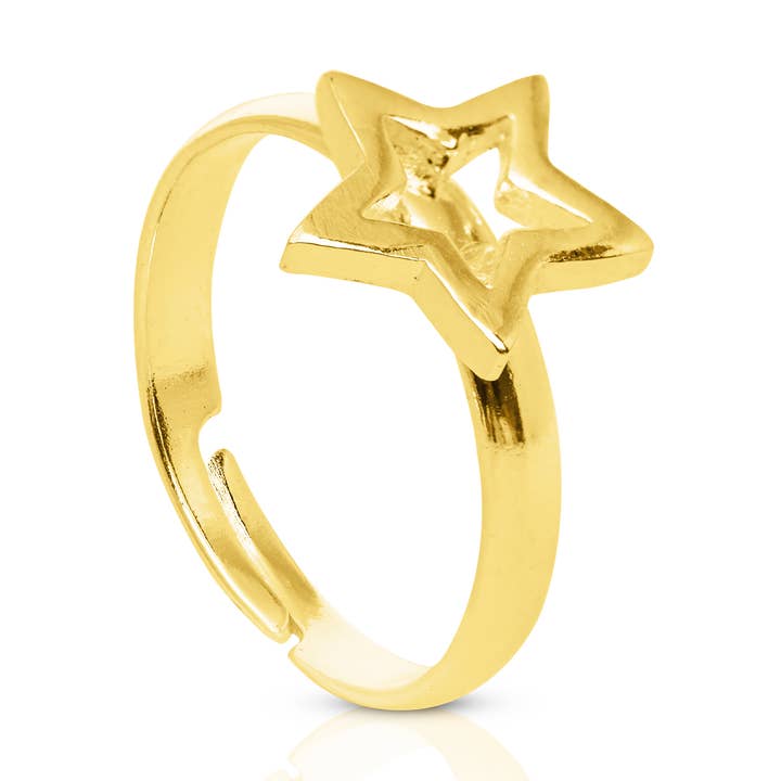 ANEL FORMA ESTRELA BANHADO A OURO por atacado de Destellos Mediterranean Jewels